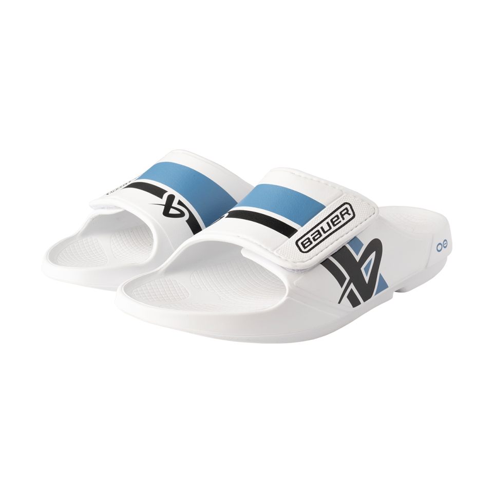 S25 BAUER OOFOS SPORT FLEX SLIDE JUNIOR WHITE/BLUE
